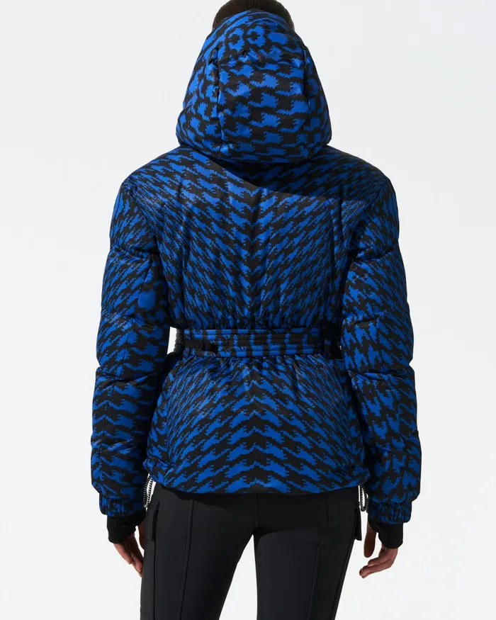 Perfect Moment Twisted Houndstooth Candice Down Parka Jacket Indigo Twisted Houndstooth Women Jackets