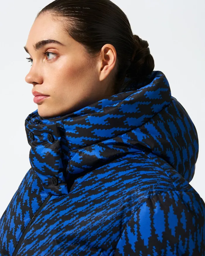 Perfect Moment Twisted Houndstooth Candice Down Parka Jacket Indigo Twisted Houndstooth Women Jackets