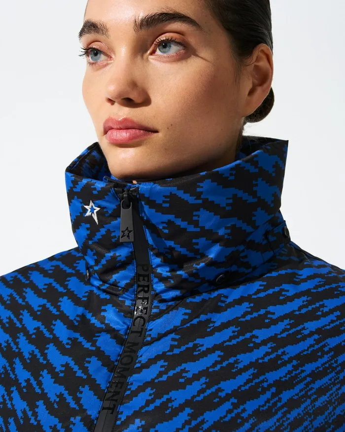 Perfect Moment Twisted Houndstooth Candice Down Parka Jacket Indigo Twisted Houndstooth Women Jackets