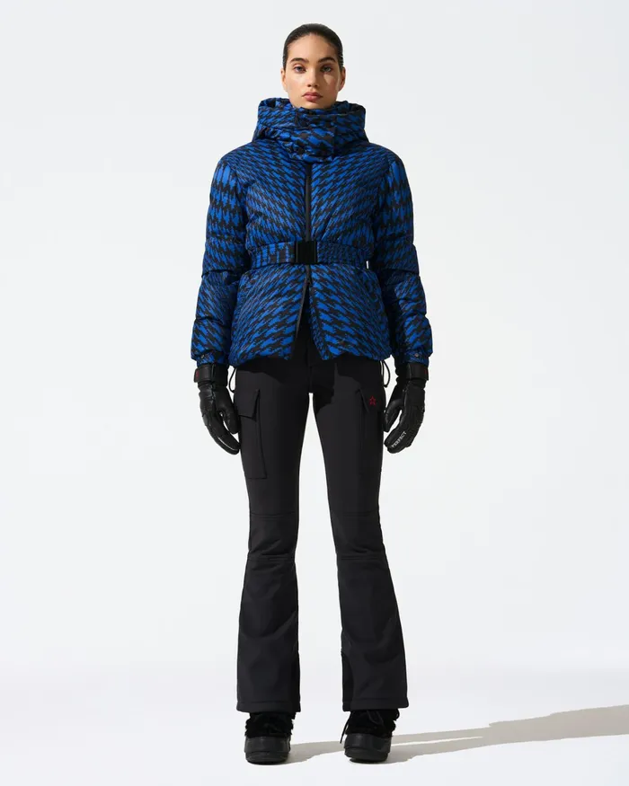 Perfect Moment Twisted Houndstooth Candice Down Parka Jacket Indigo Twisted Houndstooth Women Jackets