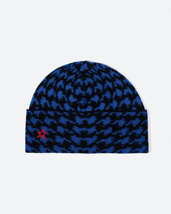 Perfect Moment Twisted Houndstooth Merino Wool Beanie True Indigo Women Accessories