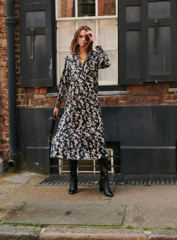 Petite Mendigote Dresses Fw24 Robe Roberta Imprime Floral Black 8211 Women