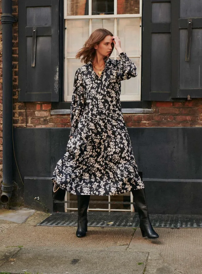 Petite Mendigote Dresses Fw24 Robe Roberta Imprime Floral Black 8211 Women