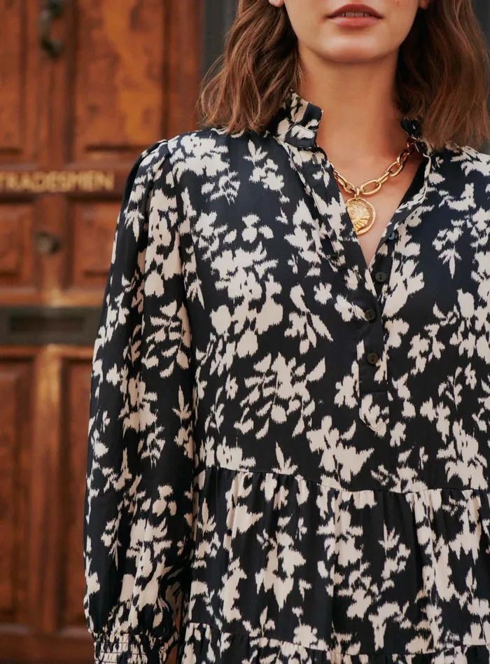 Petite Mendigote Dresses Fw24 Robe Roberta Imprime Floral Black 8211 Women