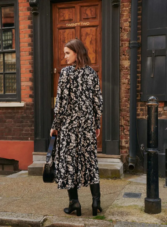 Petite Mendigote Dresses Fw24 Robe Roberta Imprime Floral Black 8211 Women