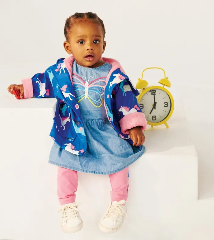 Prancing Horses Colour Changing Terry Lined Baby Rain Jacket Hatley