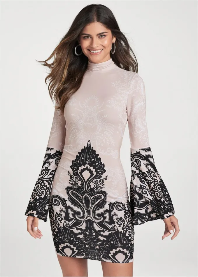 PRINTED BODYCON DRESS Off White Multi Women VENUS Bodycon Dresses