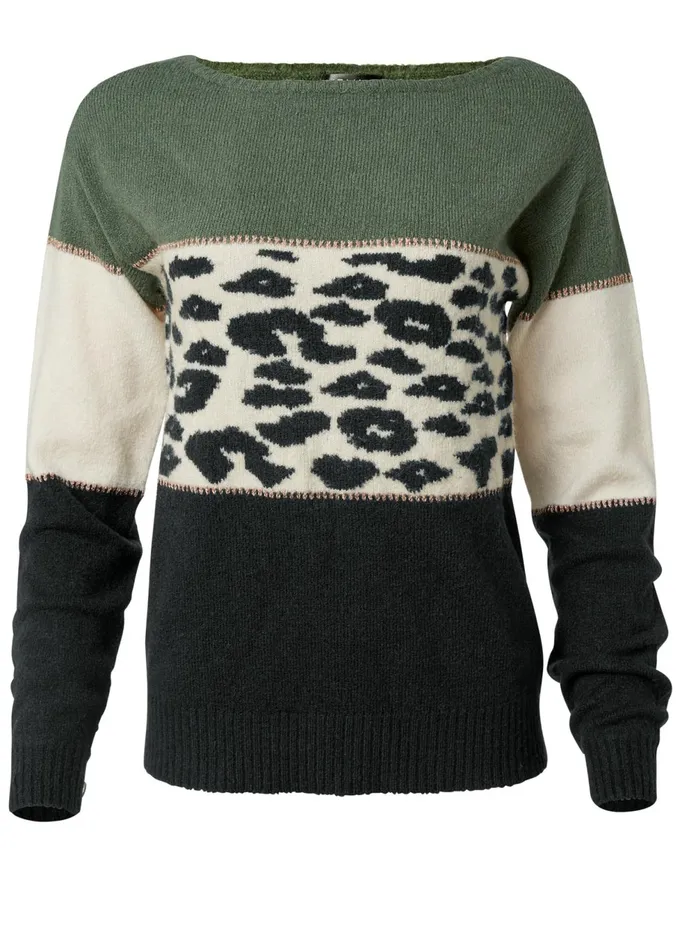 Printed Color Block Sweater Black Multi Women VENUS Pullover