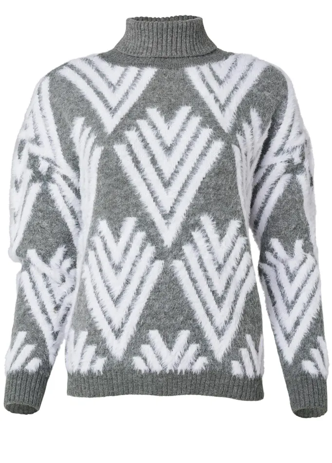 PRINTED EYELASH TURTLENECK Grey Multi Women VENUS Turtleneck and Mock Neck