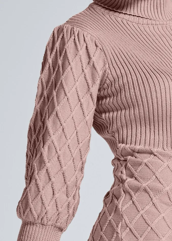 PUFF DETAIL SWEATER DRESS Tan Women VENUS Midi Dresses