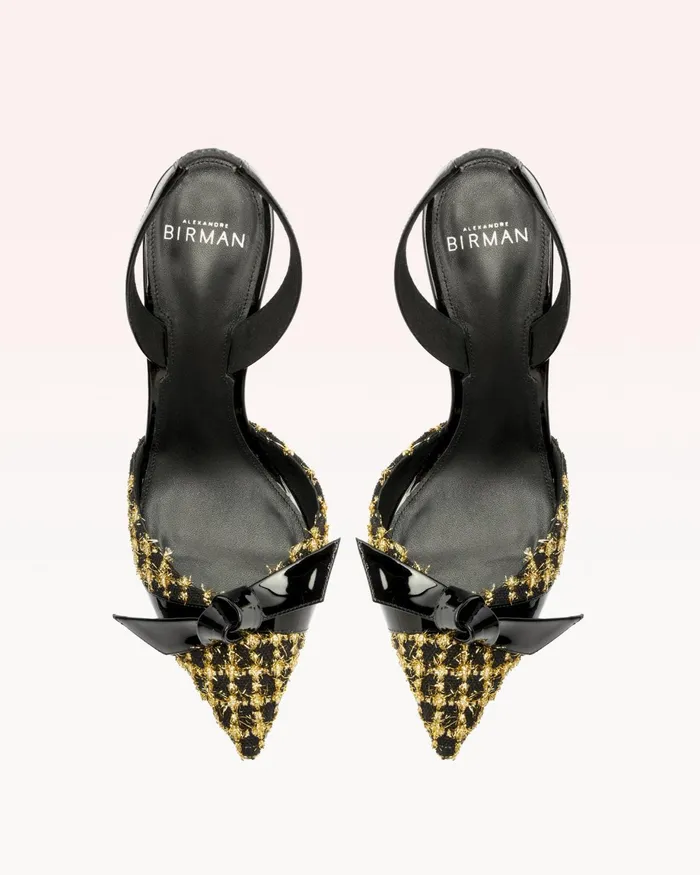 Pumps Women Alexandre Birman Clarita Bell Slingback 85 Tweed Oro Alexandre Birman Clarita Slingback Oro