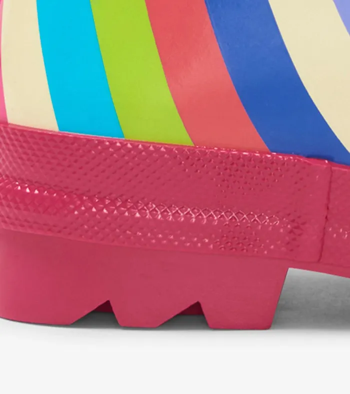 Rainbow Stripes Shiny Kids Rain Boots Hatley
