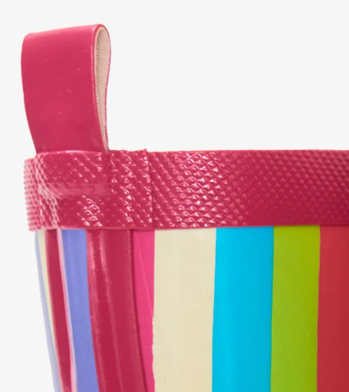 Rainbow Stripes Shiny Kids Rain Boots Hatley