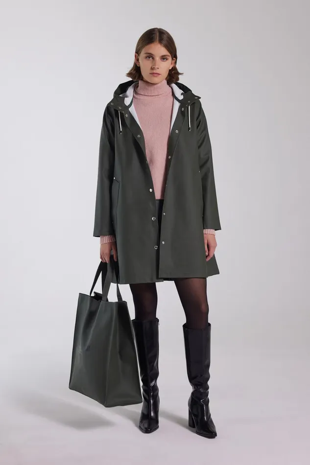 Raincoats Women Stutterheim Green Raincoat 8211 Mosebacke