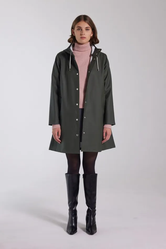 Raincoats Women Stutterheim Green Raincoat 8211 Mosebacke