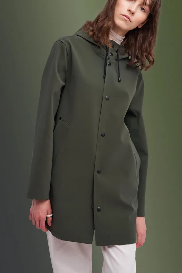 Raincoats Women Stutterheim Stockholm Lightweight Matte Zip Raincoat Green