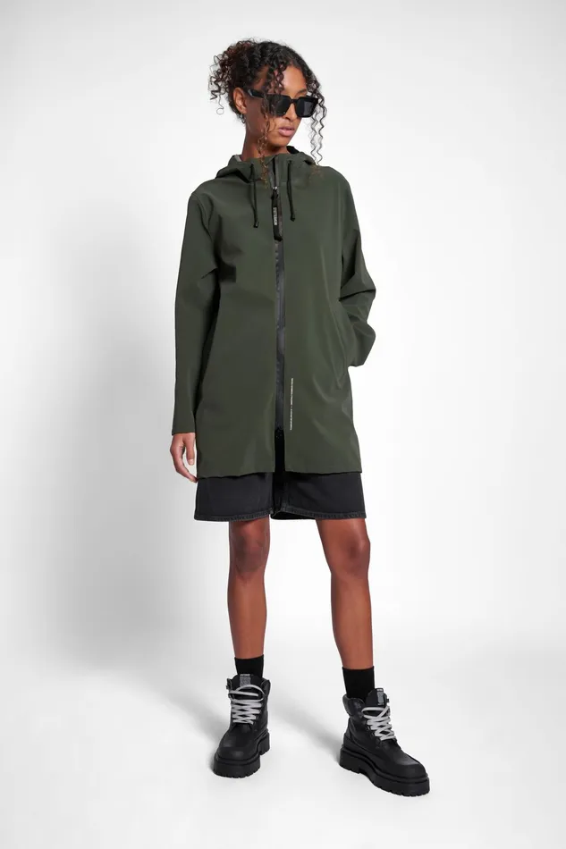 Raincoats Women Stutterheim Stockholm Lightweight Matte Zip Raincoat Green