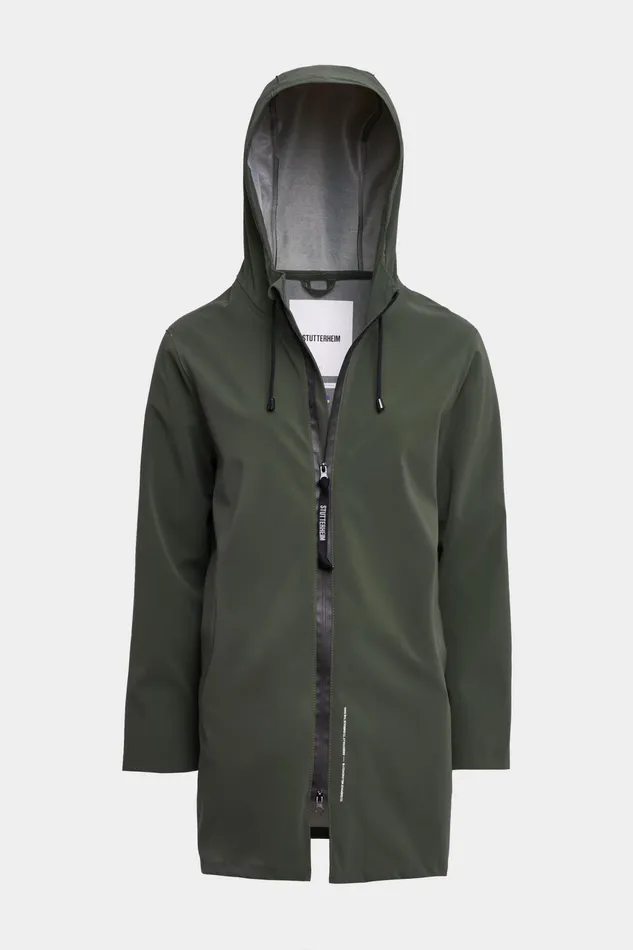 Raincoats Women Stutterheim Stockholm Lightweight Matte Zip Raincoat Green
