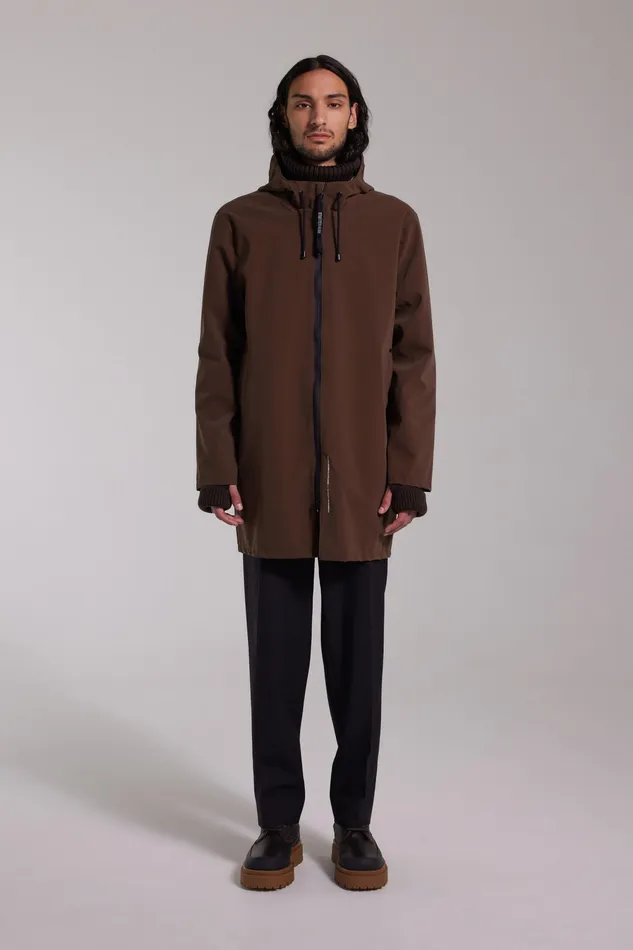 Raincoats Women Stutterheim Stockholm Lightweight Zip Matte Raincoat Dark Brown