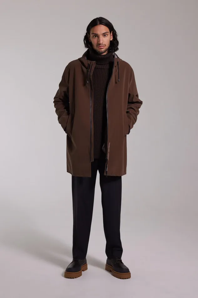 Raincoats Women Stutterheim Stockholm Lightweight Zip Matte Raincoat Dark Brown