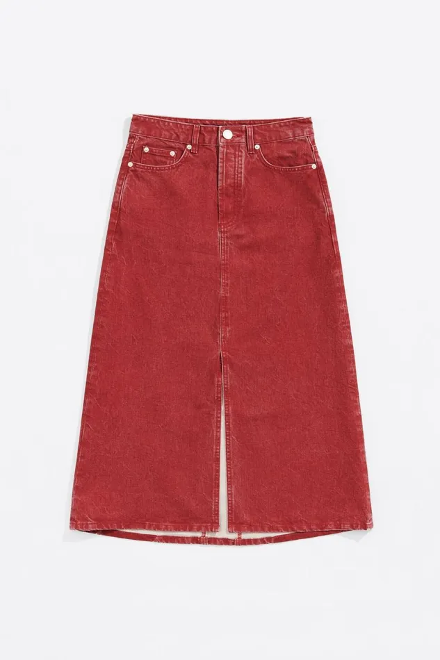 Red Aline Denim Midi Skirt Red Women Bimba Y Lola Denim