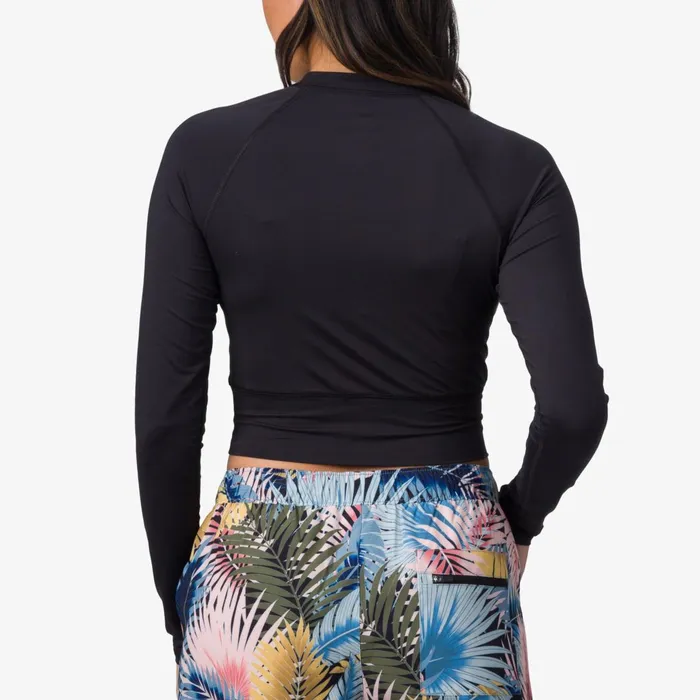 Reef Sets Crest Crop Long Sleeve Surf Shirt Caviar 8211 Women Reef Sets Crest Crop Long Sleeve Surf Shirt Caviar 8211 Women