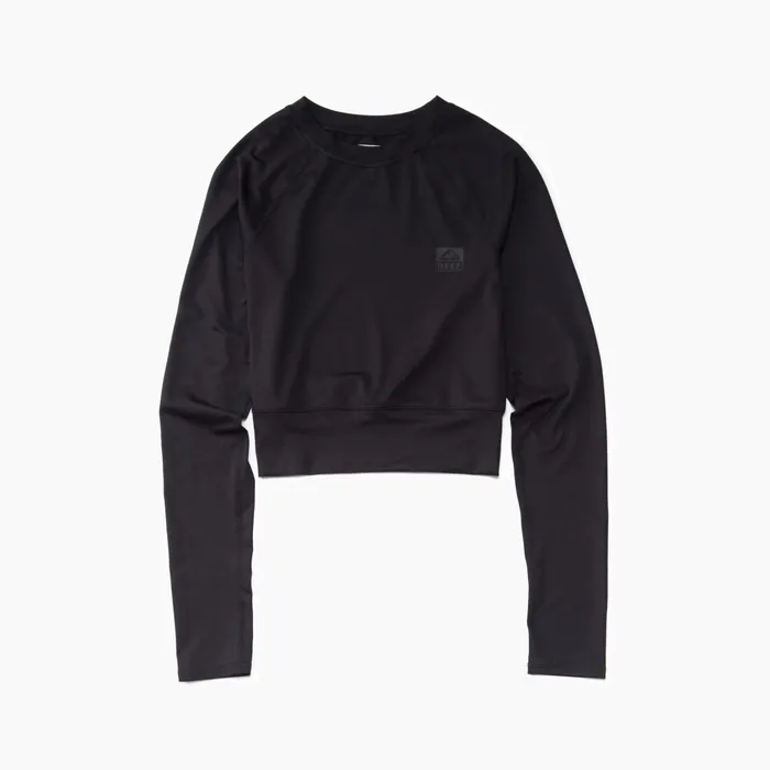 Reef Sets Crest Crop Long Sleeve Surf Shirt Caviar 8211 Women Reef Sets Crest Crop Long Sleeve Surf Shirt Caviar 8211 Women