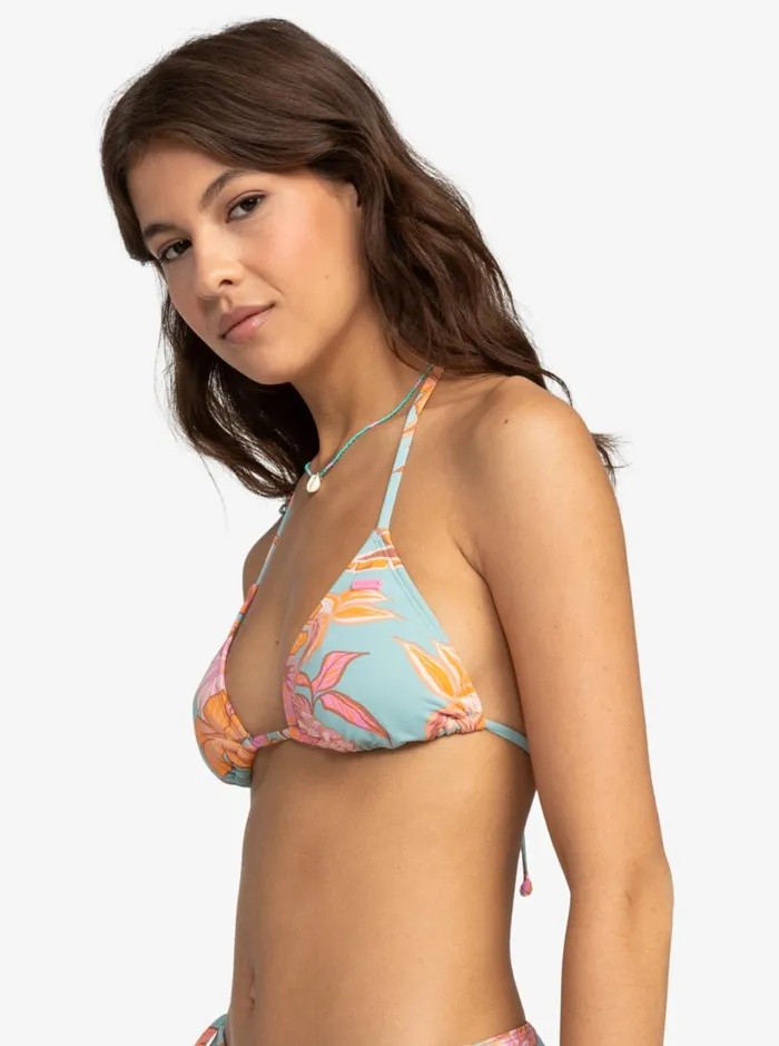 Roxy Bikini Tops Printed Beach Classics Tiki Tri Bikini Top Blue Surf Kartoffel Tropical 8211 Women