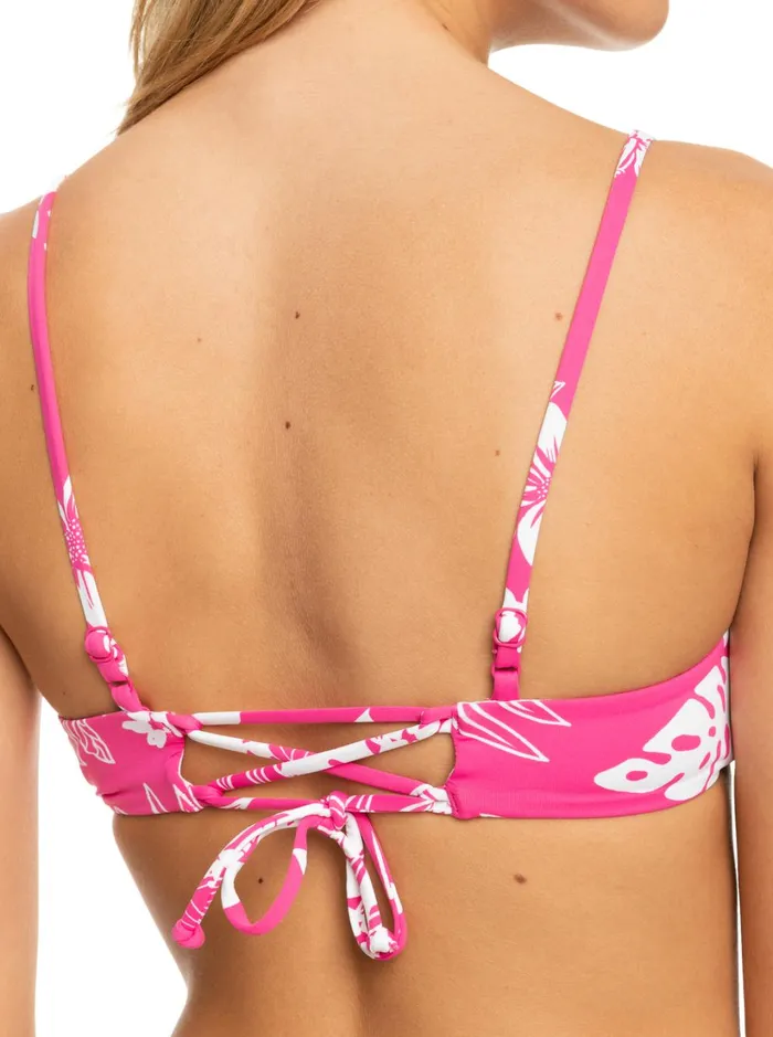 Roxy Bikinis Printed Beach Classics Athletic Triangle Bikini Top Shocking Pink Hello Aloha 8211 Women