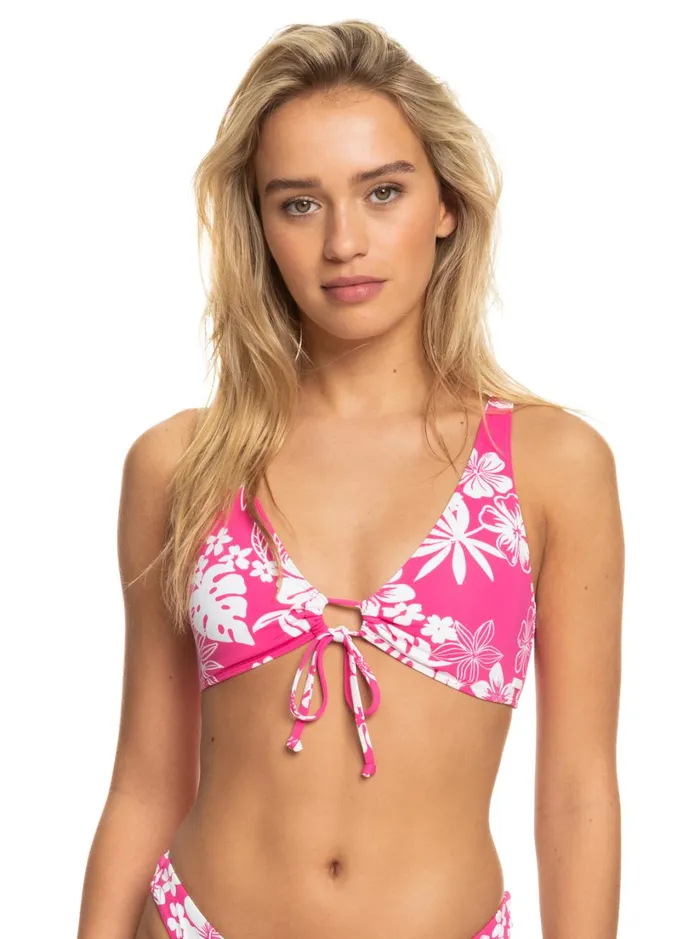 Roxy Bikinis Printed Beach Classics Elongated Bikini Top Shocking Pink Hello Aloha 8211 Women Roxy Bikinis Printed Beach Classics Elongated Bikini Top Shocking Pink Hello Aloha 8211 Women