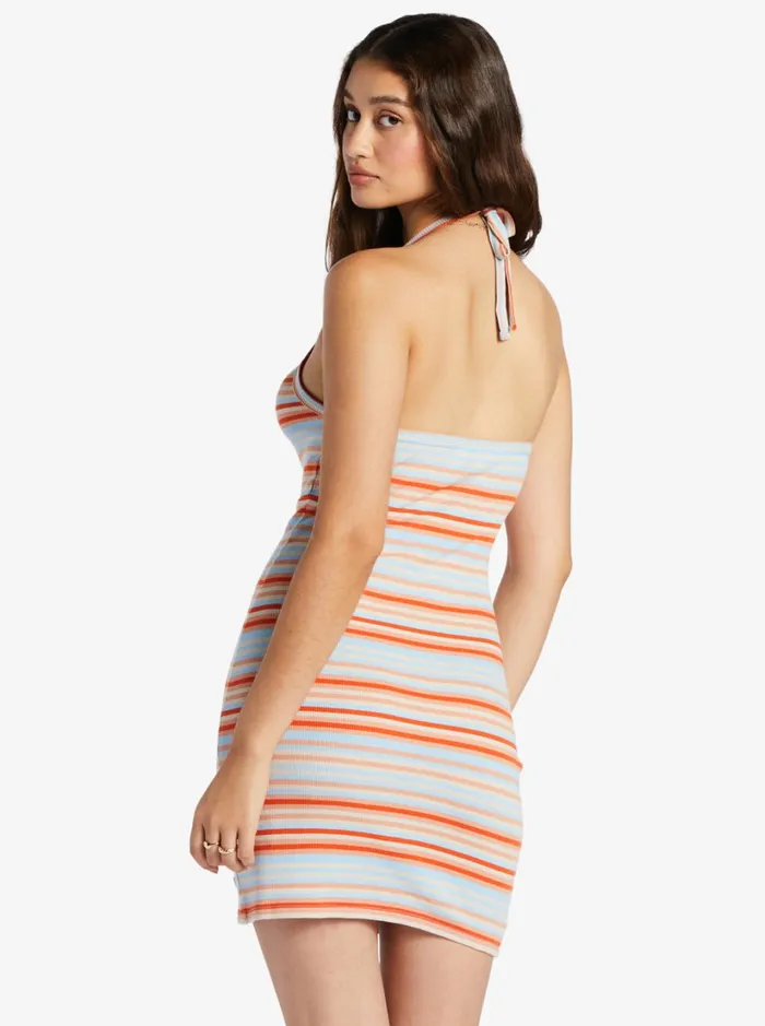 Roxy Dresses Retro Coast Halter Mini Dress Warm Sunset Stripe 8211 Women