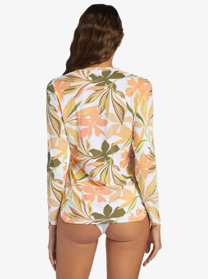 Roxy Rashguards Sea Skippin UPF 50 Long Sleeve Rashguard Bright White Subtly Salty Flat 8211 Women