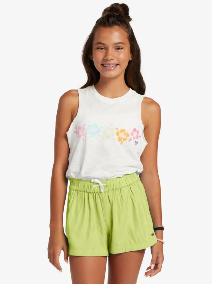 Roxy Skirts and Shorts Girl039s 416 Una Mattina Elastic Waist Shorts Daiquiri Green 8211 Women