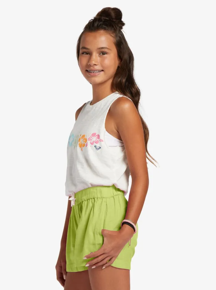 Roxy Skirts and Shorts Girl039s 416 Una Mattina Elastic Waist Shorts Daiquiri Green 8211 Women