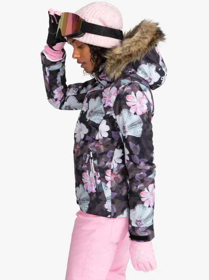Roxy Snow Jackets Jet Ski Technical Snow Jacket True Black Blurry Flower 8211 Women