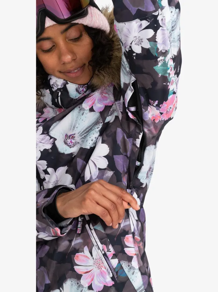 Roxy Snow Jackets Jet Ski Technical Snow Jacket True Black Blurry Flower 8211 Women