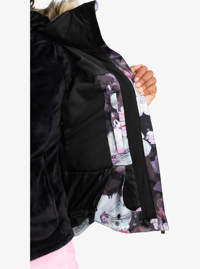 Roxy Snow Jackets Jet Ski Technical Snow Jacket True Black Blurry Flower 8211 Women