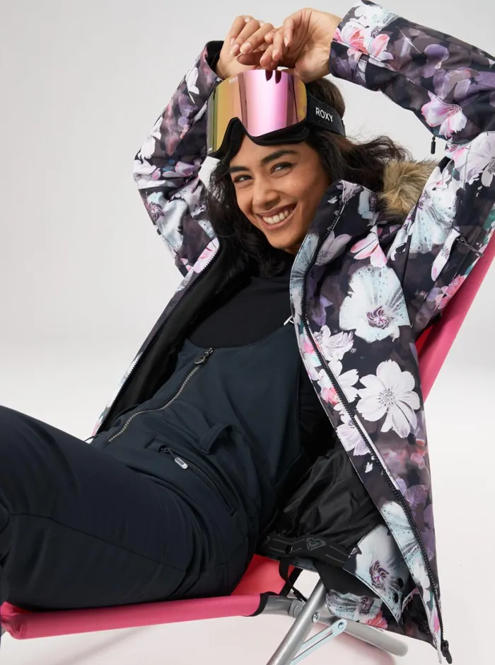 Roxy Snow Jackets Jet Ski Technical Snow Jacket True Black Blurry Flower 8211 Women