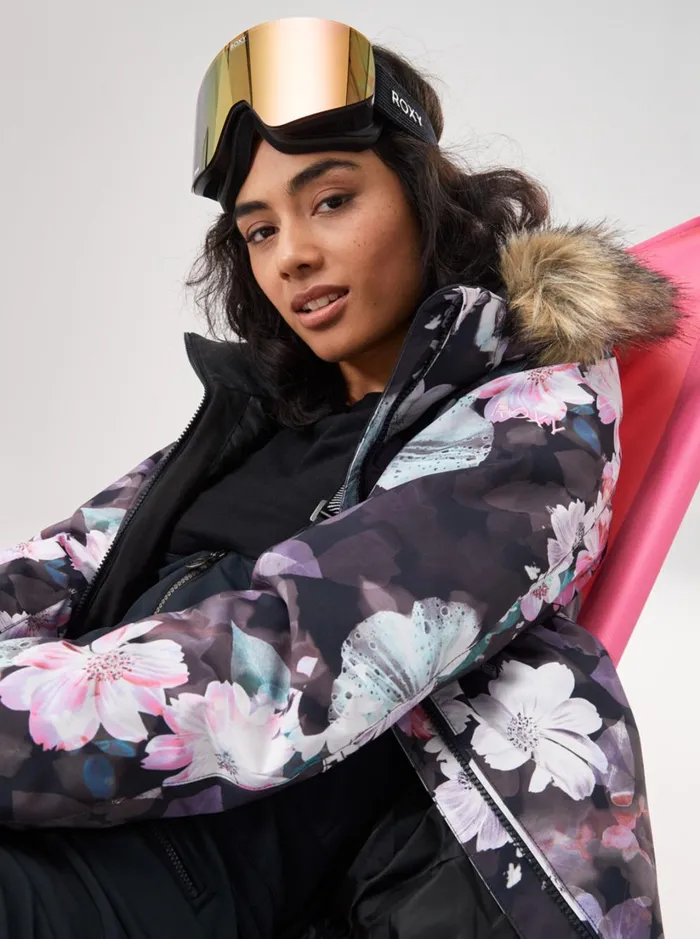 Roxy Snow Jackets Jet Ski Technical Snow Jacket True Black Blurry Flower 8211 Women