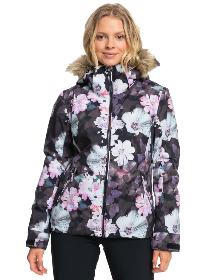 Roxy Snow Jackets Jet Ski Technical Snow Jacket True Black Blurry Flower 8211 Women