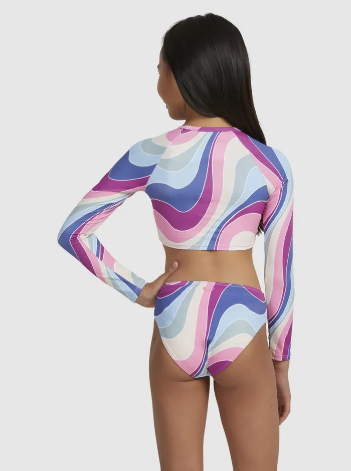 Roxy Surf Girls039 716 Vacation Memories Cropped LongSleeve Rashguard Set Vivid Viola Cruz 8211 Women