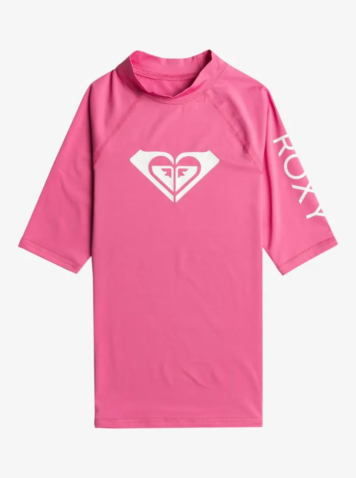Roxy Swim Girl039s 716 Wholehearted UPF 50 Short Sleeve Rashguard Shocking Pink 8211 Women Roxy Swim Girl039s 716 Wholehearted UPF 50 Short Sleeve Rashguard Shocking Pink 8211 Women