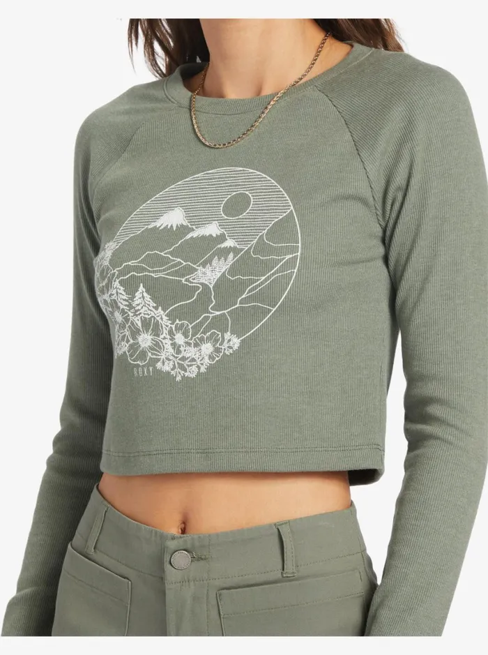 Roxy Tees and Tanks Mountain View Crls TShirt Agave Green 8211 Women