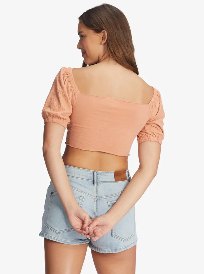 Roxy Tops Flirty Walk Ruched Crop Top Cork 8211 Women