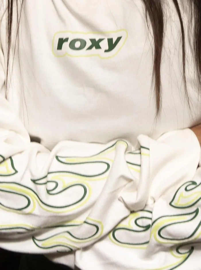 Roxy Tops Kelia Cropped Oversized Long Sleeve TShirt Coconut Milk 8211 Women