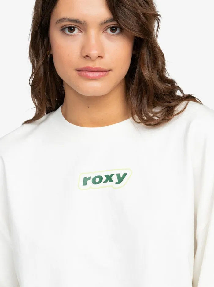 Roxy Tops Kelia Cropped Oversized Long Sleeve TShirt Coconut Milk 8211 Women