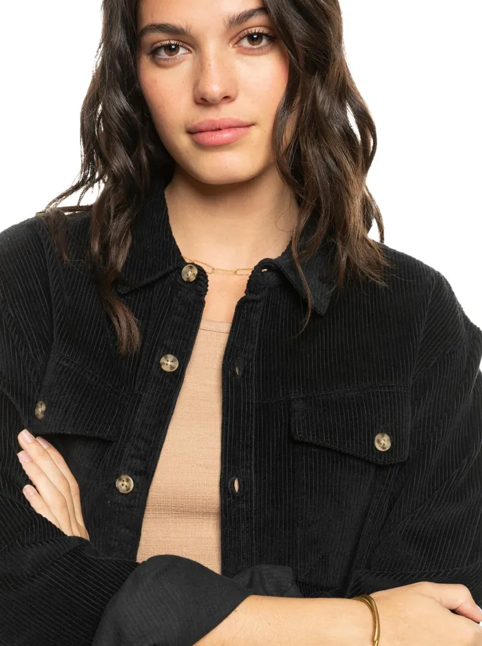 Roxy Tops Let It Go Corduroy Long Sleeve Top Anthracite 8211 Women