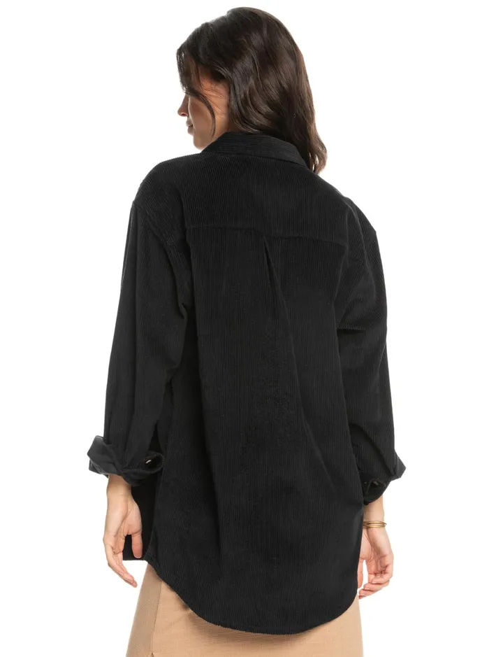 Roxy Tops Let It Go Corduroy Long Sleeve Top Anthracite 8211 Women