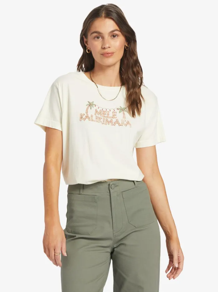 Roxy Tops Mele Tiki Boyfriend TShirt Egret 8211 Women