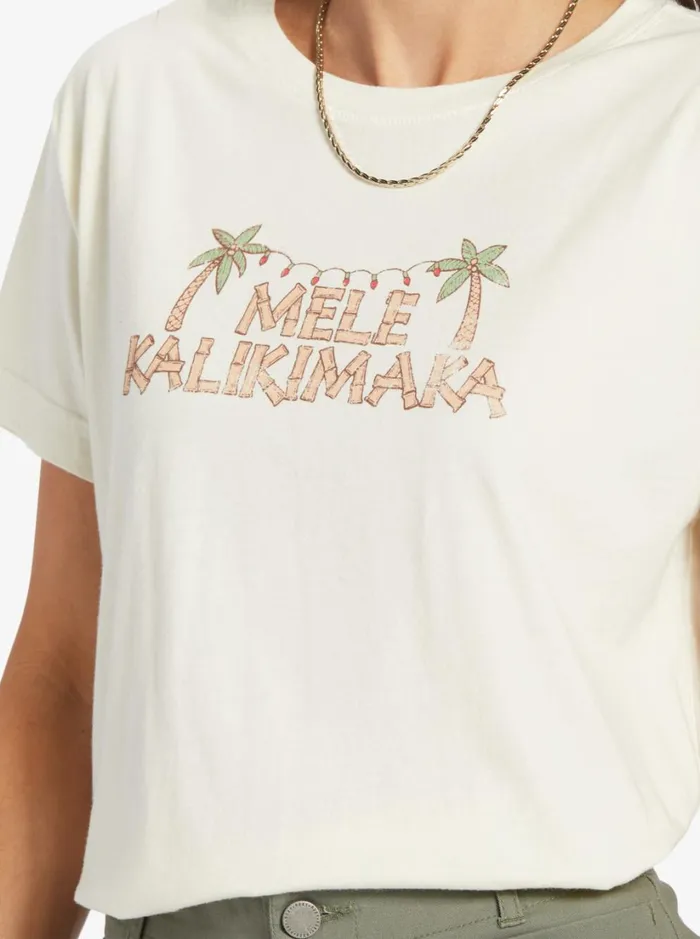 Roxy Tops Mele Tiki Boyfriend TShirt Egret 8211 Women